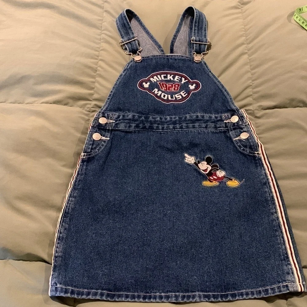 Disney&Co. Girls Mickey Mouse Jean Jumper. Size M 10-12. Side button-Super Cute!